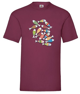 FRUIT OF THE LOOM T-shirt με στάμπα K2102 ΜΠΟΡΝΤΩ